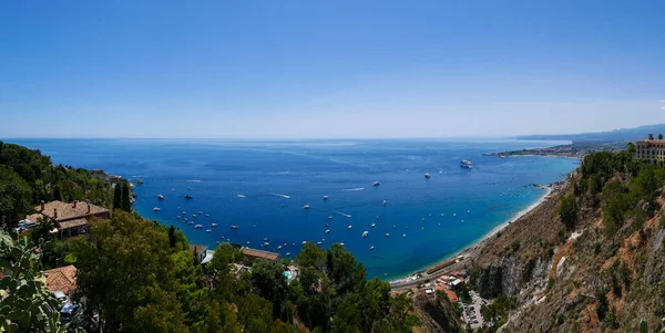 Panorama Pohled Záliv Taormina Sicílie Itálie — Stock fotografie