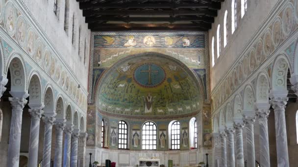 Ravena Italia Agosto 2018 Vista Del Interior Basílica Sant Apollinare — Vídeo de stock