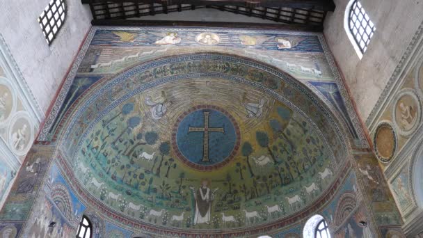 Ravena Italia Agosto 2018 Vista Del Interior Basílica Sant Apollinare — Vídeo de stock