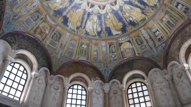 Ravenna Italien 2018 August Mosaik Der Decke Des Baptisteriums Der — Stockvideo