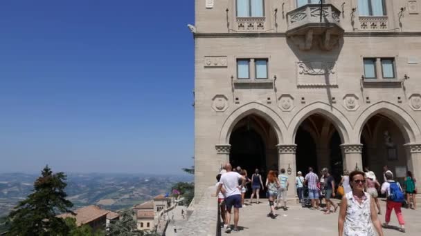 San Marino Republika San Marino Srpna 2018 Turisté Navštíví Veřejnou — Stock video