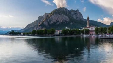 Lecco Gölü Panorama, Zaman Alanı 4k, İtalya