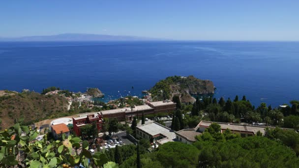 Krásný Panoramatický Pohled Starověkého Řeckého Divadla Taormině Sicílie Itálie — Stock video