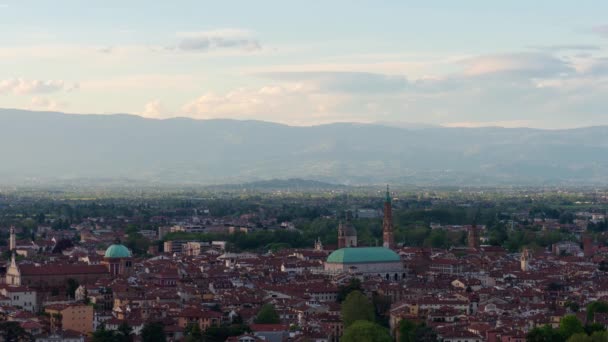 Panorama Vicenza Con Giochi Luce Dal Sole Tramonto Timelapse — Video Stock