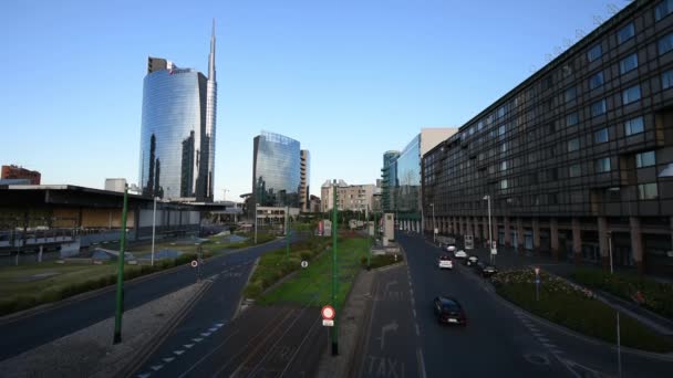 Garibaldi Porta Nuova Famoso Centro Negócios Milão — Vídeo de Stock