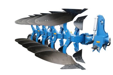 Toprağı sürmek için saban. Beyazda izole edilmiş.