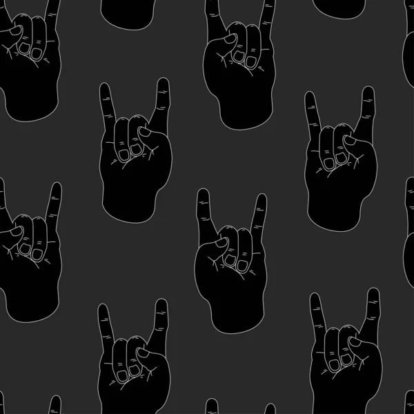 Kusursuz desenli el, gri arka planda rock 'n roll hareketi gösteriyor. Metal bir tabelanın düz bir şekilde gösterimi. Arkaplan, kumaş, duvar kağıdı, çıkartma, kumaş için tasarım