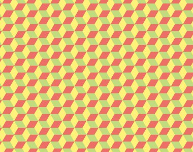 Soyut küp deseni, tamamen pürüzsüz. 3d vektör geometrik duvar kağıdı, küp desenli arka plan. Optik yanılsama