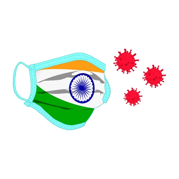 Vektorillustrasjon Beskyttende Luftveismaske Form Indias Flagg Som Kjemper Mot Coronavirus – stockvektor