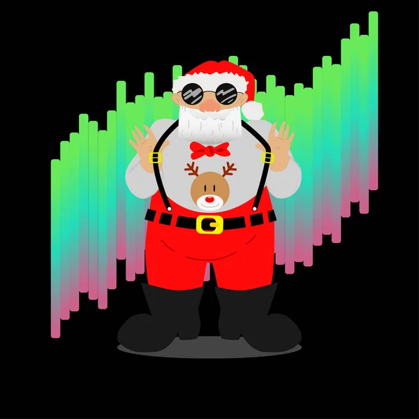 Ilustración Vectorial Una Santa Brutal Gafas Sol Suéter Con Ciervo — Vector de stock