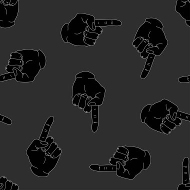 İşaret parmağı yukarıda, kusursuz bir desen. Bir adamın elinin düz bir şekilde vektör çizimi. Arkaplan, kumaş, duvar kağıdı, çıkartma ve web sayfaları için tasarım