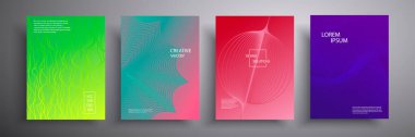 Soyut kapak vektör çizimi. Geleceğin geometrik tasarımı. Broşürler, posterler, kapaklar, defterler, dergiler, afişler, el ilanları ve kartlar için şablon koleksiyonu