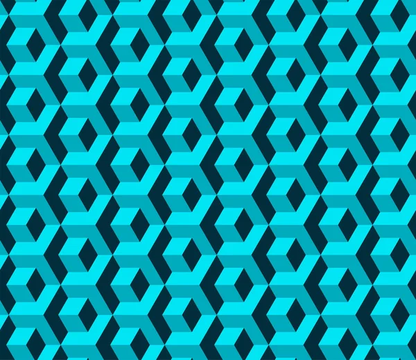Geometrik küplerin soyut, dikişsiz deseni. Mavi renk. 3B vektör arkaplanı