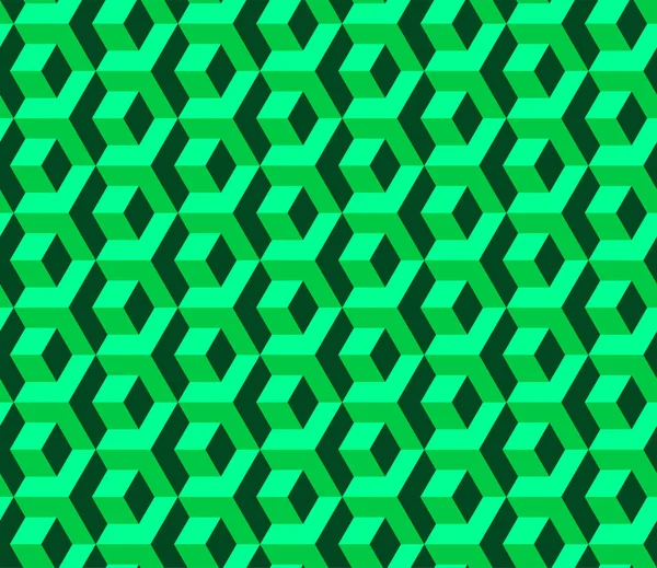 Geometrik küplerin soyut, dikişsiz deseni. Yeşil renk. 3 boyutlu vektör arkaplanı. Modern stil dokusu.