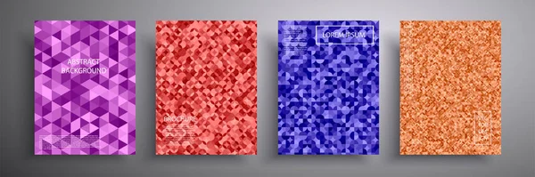 Grafik geometrik elementlerin mozaik şeklinde olduğu bir kapağın soyut vektör çizimi. Broşürler, kapaklar, defterler, afişler, dergiler, el ilanları, modern web sitesi şablonu tasarımı için şablon