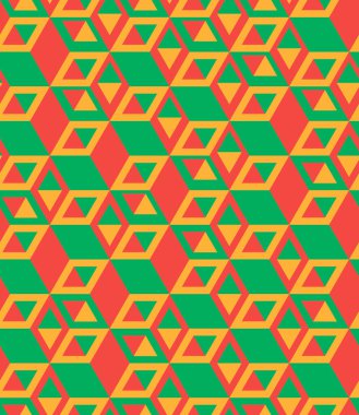 Kusursuz Küp Deseni. 3d vektör geometrik duvar kağıdı, küp desenli arka plan. Optik yanılsama. Modern Grafik Tasarımı.