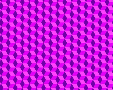 Soyut küp deseni, tamamen pürüzsüz. 3d mor vektör geometrik duvar kağıdı, küp desenli arka plan. Modern Grafik Tasarımı. Optik illüzyon.