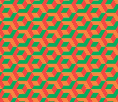 Kusursuz Küp Deseni. 3d mor vektör geometrik duvar kağıdı, küp desenli arka plan. Optik yanılsama. Modern Grafik Tasarımı