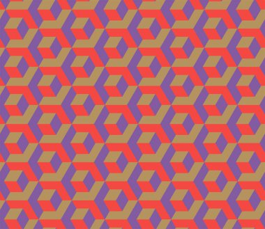 Geometrik küplerin soyut, dikişsiz deseni. Modern stil dokusu. Vektör renk arkaplanı