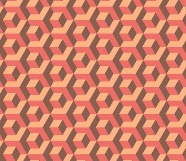 Soyut küp deseni, tamamen pürüzsüz. 3d vektör geometrik duvar kağıdı, küp desenli arkaplan. Modern Grafik Tasarımı. Optik yanılsama.