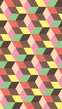 Tamamen kusursuz soyut küp deseni. Çok renkli geometrik 3d vektör duvar kağıdı, küp şeklindeki arkaplan. Modern grafik tasarımı.