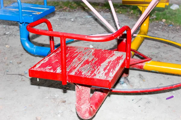 Old Spinning Carousels Playground Close Selective Shot — Stock Photo, Image