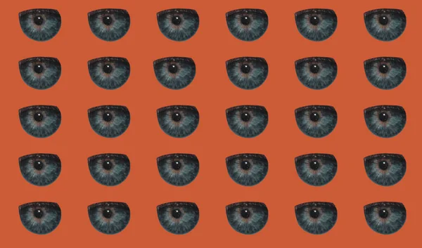 Pattern with a human pupil on a red background. Patterns and prints.