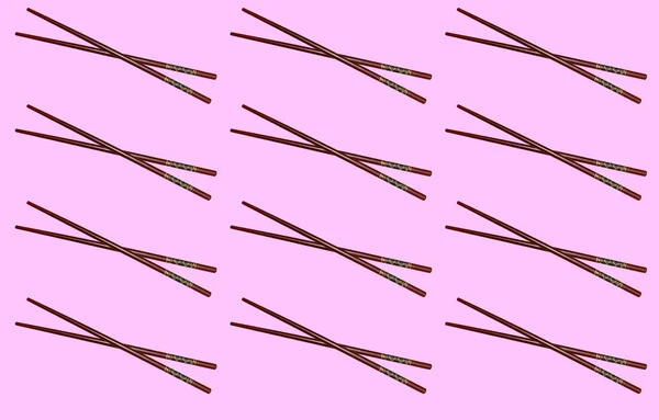 Pattern Pair Sushi Sticks Pink Background Prints Cover — Stock Photo, Image