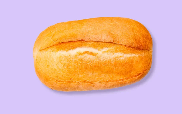 Pembe Arka Planda Gölgesi Olan Taze Pişmiş Ekmek Yakın Çekim — Stok fotoğraf