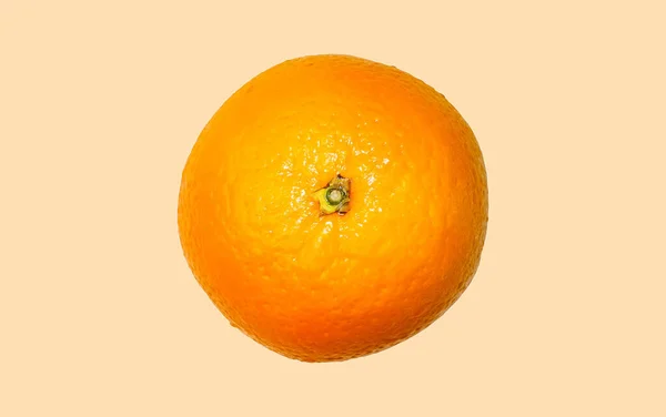 Ripe Whole Orange Isolated Beige Background Close Top View — Stock Photo, Image