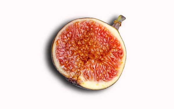 Half Ripe Fig Shadow White Background Close — Stock Photo, Image