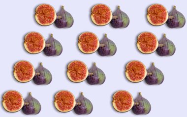 Hafif arka planda gölgesi olan incirli meyve deseni. Kullanışlı ürünler içeren baskı ve şablonlar.