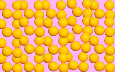 Pembe arka planda yuvarlak sarı vitaminli askorbik asit tekrarlanıyor. Soğuk algınlığını önleme. Şablon, baskılar.