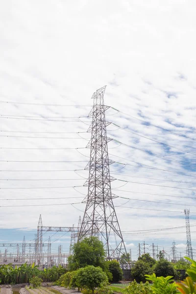 Zaterdag Hoogspanning Hoogspanning Elektriciteitspalen — Stockfoto