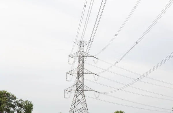 Zaterdag Hoogspanning Hoogspanning Elektriciteitspalen — Stockfoto