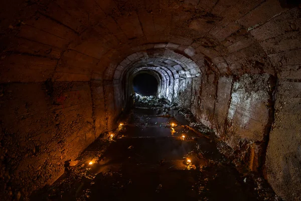 Lichtmalerei Tunnel Verlassener Mine Serbien — Stockfoto