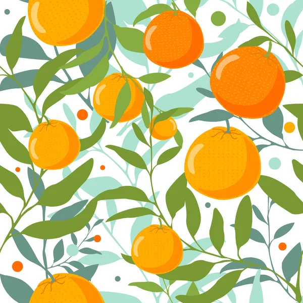 Illustration Fruits Frais Motif Sans Couture Avec Des Oranges Mandarines — Image vectorielle