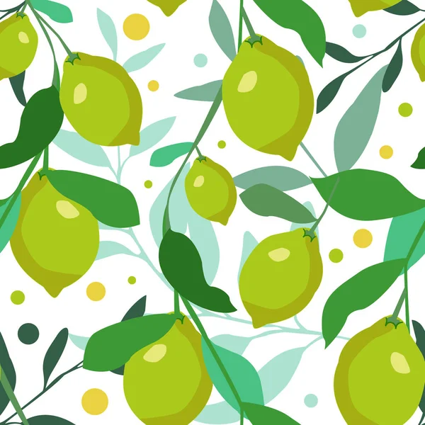 Motif Sans Couture Avec Limes Vertes Feuilles Pour Industrie Textile — Image vectorielle