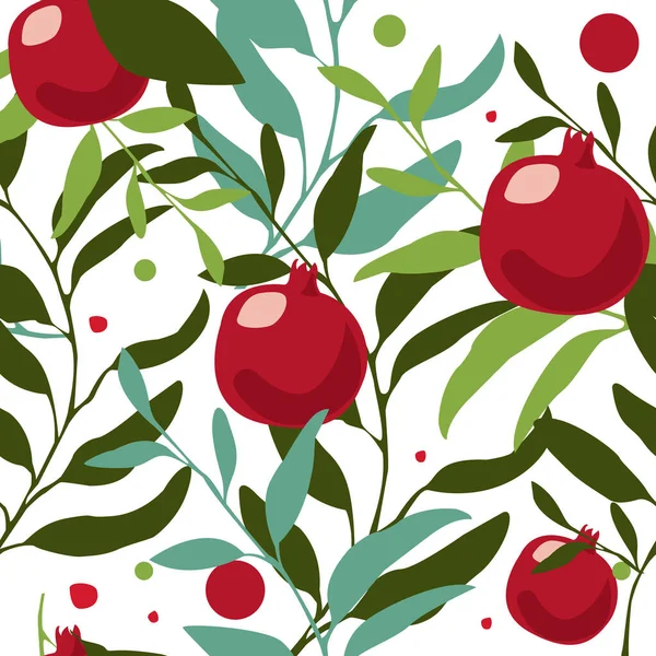 Illustration Fruits Couleur Fraîche Motif Sans Couture Avec Grenat Cercles — Image vectorielle