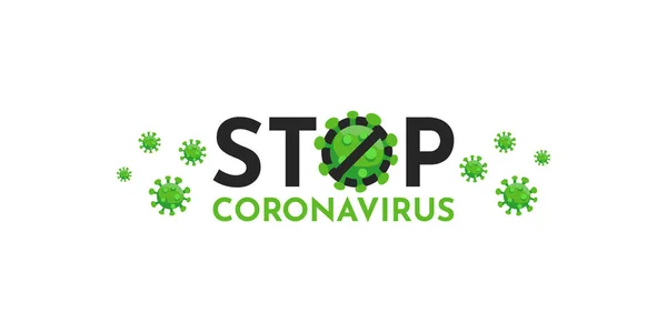 Ilustração Vetorial Verde Com Coronavírus Parada Texto Para Folheto Médico — Vetor de Stock