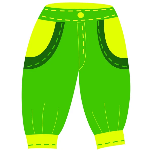 Pantalon Enfant Avec Poches Poignets Coutures Décoratives Sur Tissu Illustration — Image vectorielle
