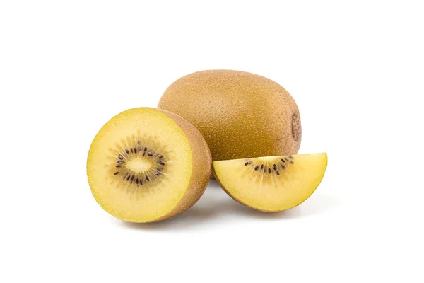 Gros Plan Kiwi Kiwi Frais Solaire Avec Tranche Isolée Sur — Photo