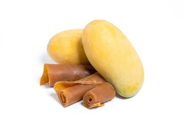Closed Fresh Mango Sun Dried Mango Sheets Rolls Sticky Chewing — Stock Photo, Image
