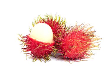 Beyaz arka planda izole edilmiş Rambutan tatlı meyvesi
