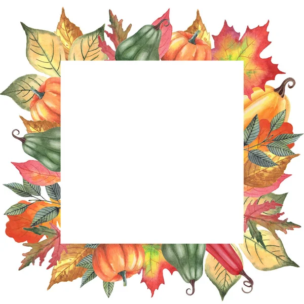 Autumn Leaves Pumpkins Frame Sale Banners Print — Stock Photo, Image