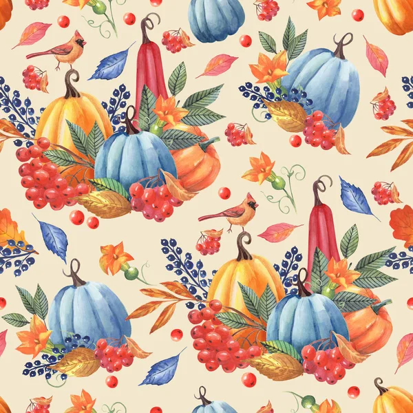秋の葉 カボチャ 果実をピンクの背景にシームレスなパターン 紙のデザイン — ストック写真