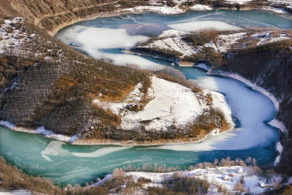 Incrível Vista Perto Lago Congelado Zavoj Meandro Famoso Ponto Vista — Fotografia de Stock