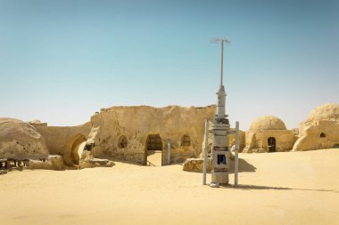 Iconic village used as famous Star Wars movie set in Sahara desert in Tunisia clipart