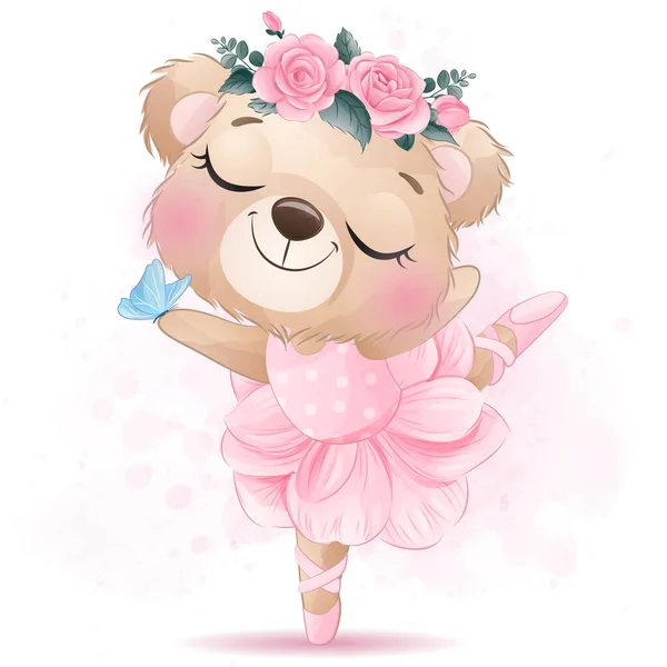 用芭蕾舞画图画可爱的小熊 — 图库矢量图片