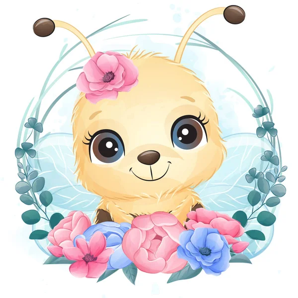 Suluboya resimli şirin bir arı.